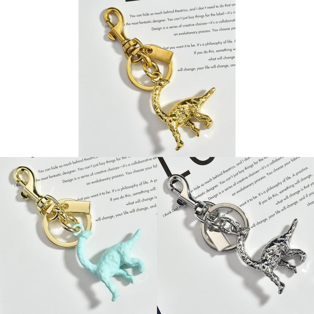 Dinosaur Bag Charm Keychain With Gold Plating For Cute Animal Bag Accessory