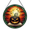 Stained Glass Style Acrylic Suncatchers Halloween Pumpkin Suncatcher, Round Window Hanging Ornament, Mysterious Holiday Theme Wall Displays Full Moon