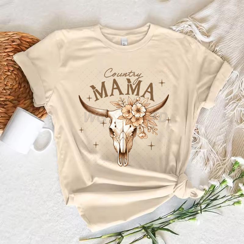 Cowgirl T-shirts Women Summer Short Sleeve T-shirt Funny Mothers Day Retro Clothing Harajuku Cowgirl Fashion Casual Tops Tees