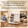 Large Capacity Desk Organizer Pen Holder with Slanted Design Multifunctional Storage Box for Office School Stationery Supplies
