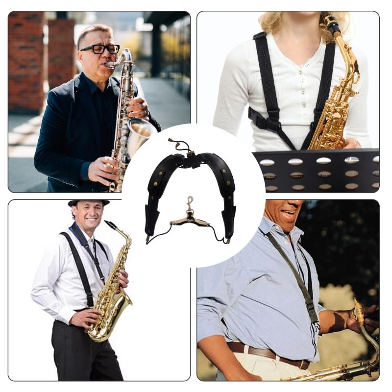 Sax Chest Strap for Beginner, Double Shoulder Saxophone Straps Saxophone Harness Strap, Padded Saxophone Shoulder Strap