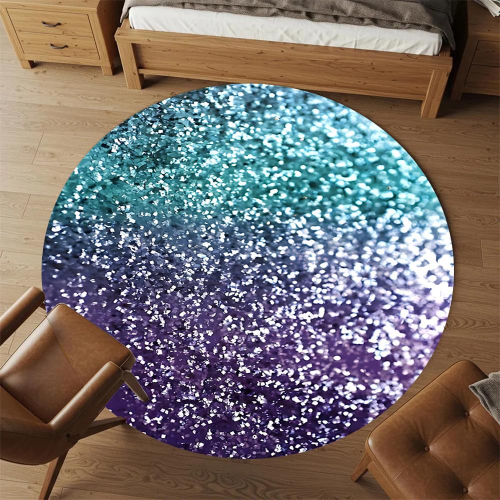 1pc Glitter Gradient Round Chair Mat Office Area Rug - Non-Slip, Floor Mat for Office, Bedroom, and Indoor Decor P127112