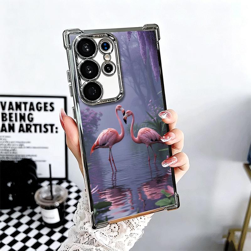 Pink Red Dreamy Flamingo Soft Phone Case For Samsung Galaxy S26 Ultra S25 Edge S24 FE S23 Plus S22 S21 + S20 Plating Anti-Fall F