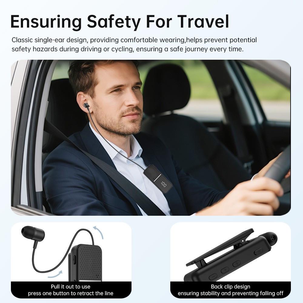 2025 Clip-On Wireless Bluetooth In-Ear Headphones with Digital Display, Noise Reduction & Long Battery Life for Sports & Business