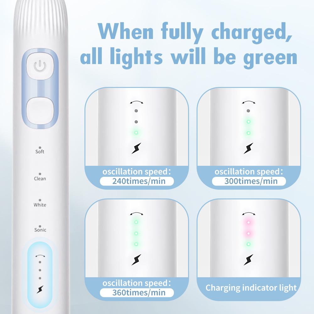 Sonic Electric Toothbrush Smart Ultrasonic Dental Teeth Whitening Rechargeable Adult Tooth Brush Sarmocare X300U with 6 Brushs