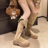 Stylish Two-Way Fold-Over Thick-Soled Women's Chunky-Heeled Knee-High Riding Boots for Autumn/Winter 2025.