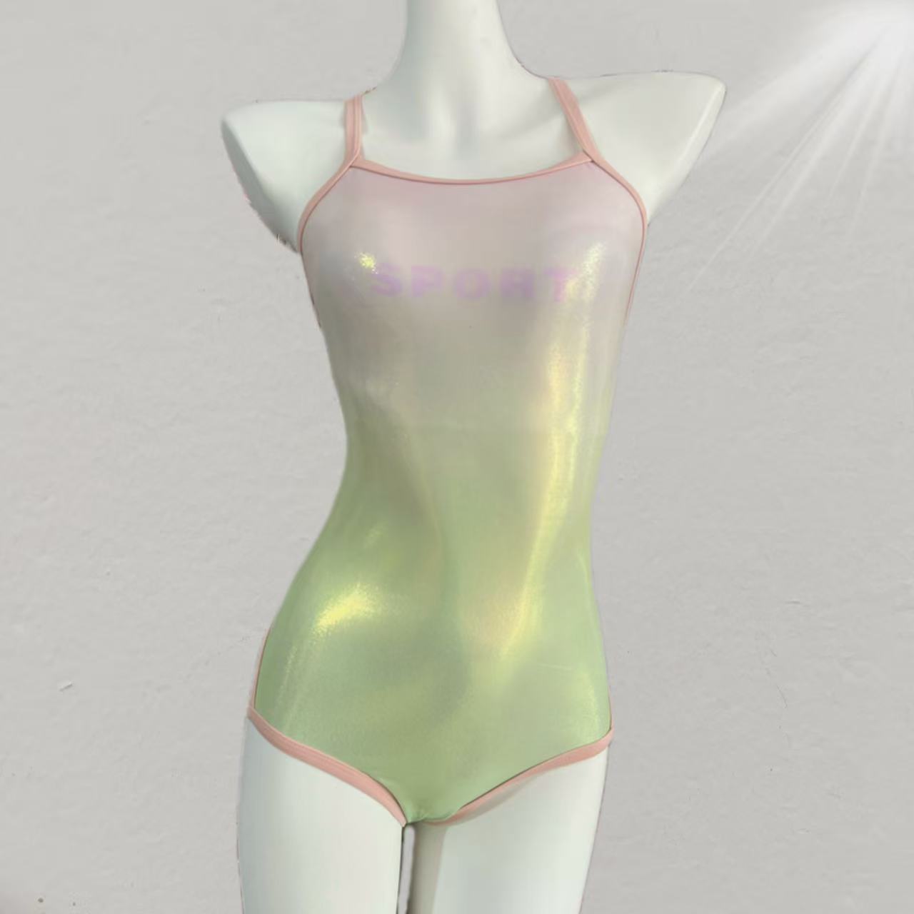 

Ins wind gradual change color high value racing swimsuit small chest cover belly hip backless hot spring beautiful M