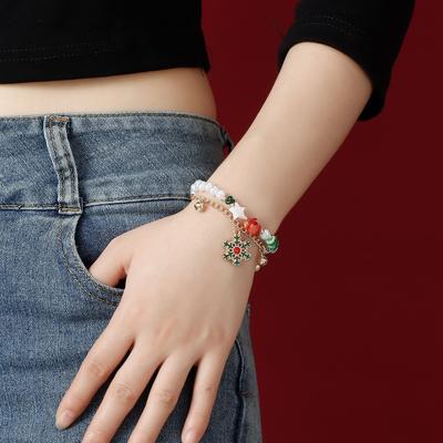 Christmas Bell Snowflake Jewelry, Stars Irregular Natural Stone Creative Double Bracelet