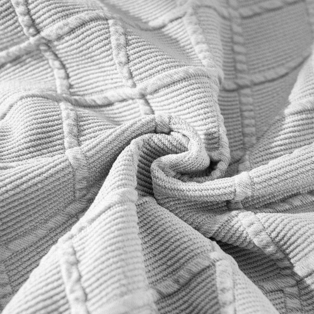 Elastic Jacquard Ottoman Cover Solid Color Footstool Case Durable Pouf Stool Cover  Home Decor