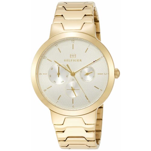 

Tommy Hilfiger Alessa Watch, Silver Dial, Stainless Steel (Yellow Gold Plated), 38mm, Women s, 1782077