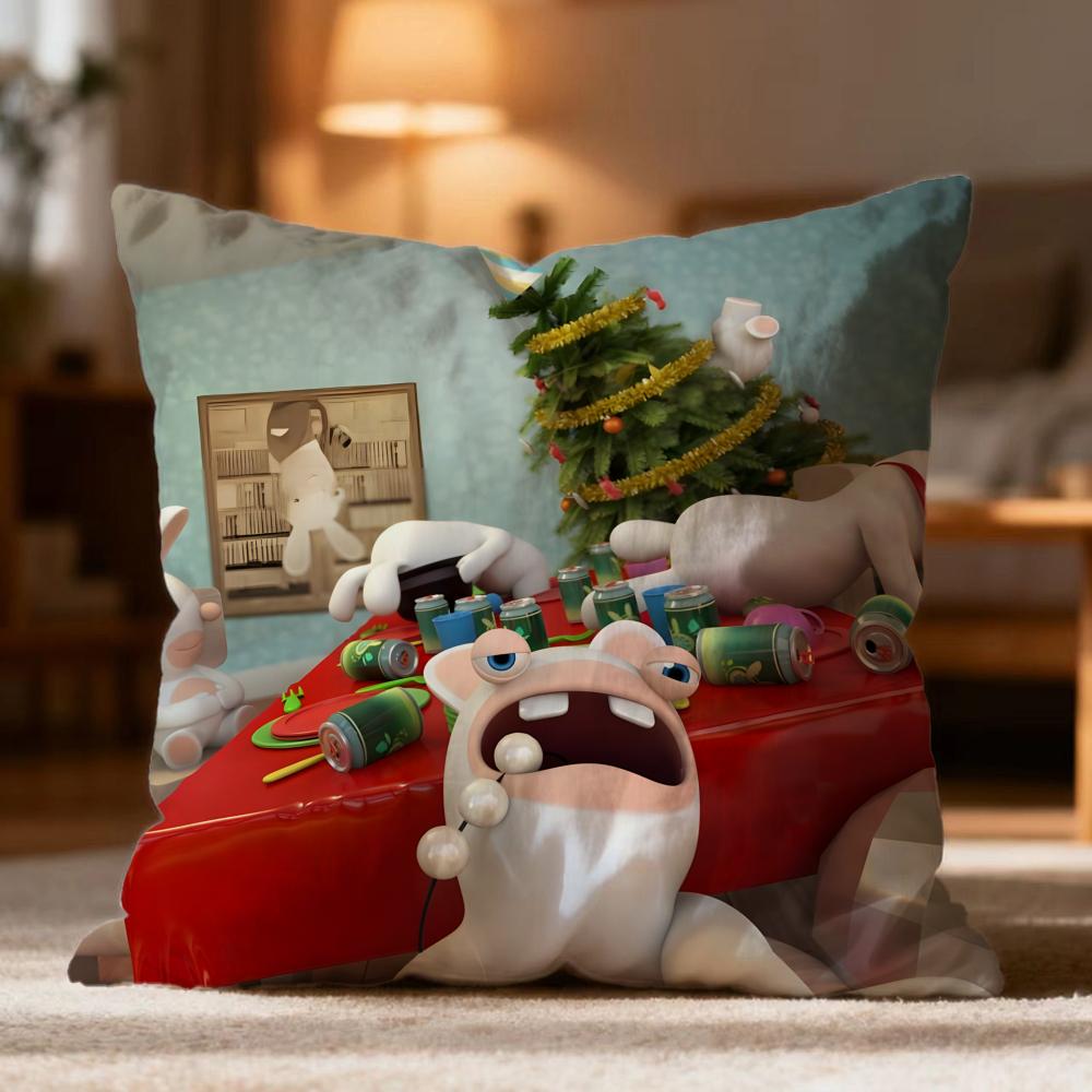 Popular R-RRabbids Invasion Cushion Cover Soft Washable Pillow Case Multi-Scene for Couch Bed Travel Office Use