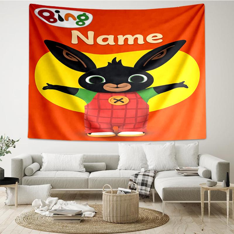 Custom Name Bing Print Tapestry, Backdrop, Easy Setup, Ideal for Bedroom, Office & Living Room, with Aesthetic Wall Hanging Decor.