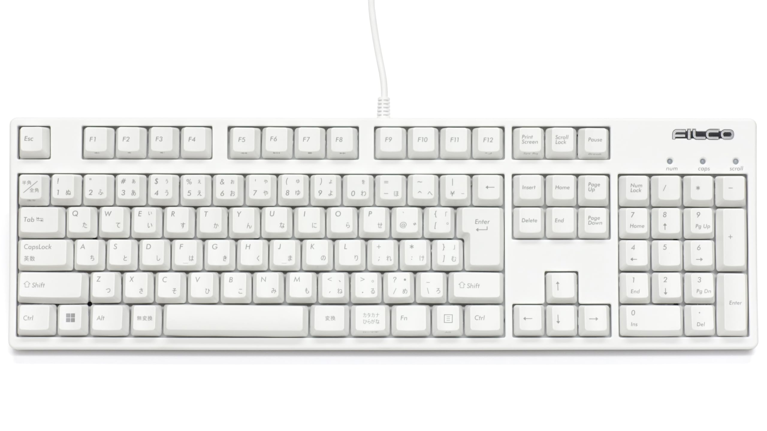 

Majestouch 3 HAKUA CHERRY MX2A Brown Switch Full Size Japanese Layout 108 Keys Kana Printed Mechanical Keyboard White Media Function PBT Keycap Full білий