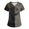 Women's Printing Uniform Work Uniform V-neck Pockets Basic Short Sleeve Pullover Top
