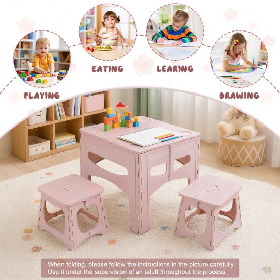Kids Activity Table 1 Set Foldable and Chairs Toddlers Table Portable Picnic And Chairs Folding 2 for Indoor Outdoor Use