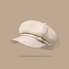 1PC Peak Cap Vintage Belt Buckle Design Gift Accessories Versatile Beret Cool Leather Brim Fashion Octagonal Hat Warmth 58-60cm