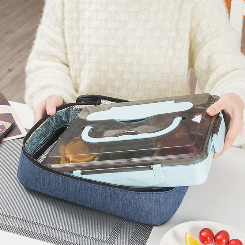 Portable Insulated Lunch Box Bag Large Capacity Flat Tote Bag Food Delivery Cooler Bag For Working Hiking