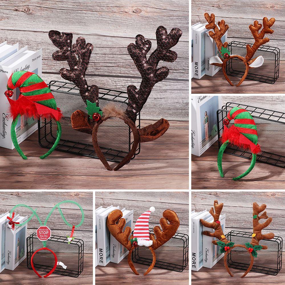 

Мультяшный милый колокольчик, рождественская повязка на голову, рождественский обруч с рогами, аксессуары для волос