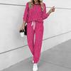 Women Retro Pattern Print Two Piece Outfit, Long Sleeve Crew Neck Top & Drawstring Jogger Pants Casual Tracksuit for Spring Autumn