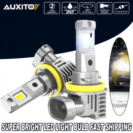 2PCS H8 H9 LED H11 Headlight Low Beam Set Bulbs Hi 24000LM WHITE Fanless AUXITO
