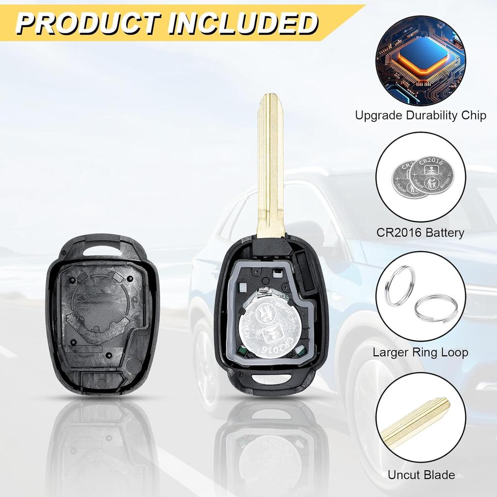 Key Fob Replacement for 2014-2017 Toyota Camry/ 14-19 Corolla/ 16-18 Tacoma Car Keyless Entry Remote Control, HYQ12BDM HYQ12BEL, 4 Buttons, 2Pcs