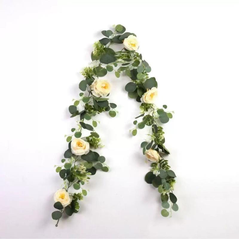 

Листья эвкалипта Эвкалипт Gypsy Happy Rose Ротанг Роза Ротанг Предмет интерьера Свадьба Симуляция Зеленый Прием пищи шампанского