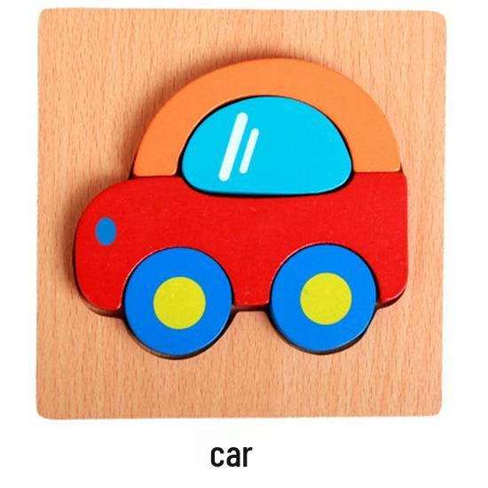 Verdicktes 3D-Holztier- und Transportpuzzle - Pädagogische Bausteine für Kleinkinder