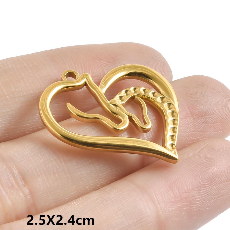5pcs Love Mom Child Charm Heart Stainless Steel Pendants For Jewelry Making Supplies Mother's Day Rhinestone DIY Materials Craft