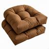 2 Pieces Tufted Seat Cushions Thick Soft Fill, Smooth Textile Finish, Contoured Cushions, for Patio