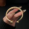 Women's Light Luxury Electroplated Gold Open Cuff Bracelet – High-End Metal Wristband Jewelry.