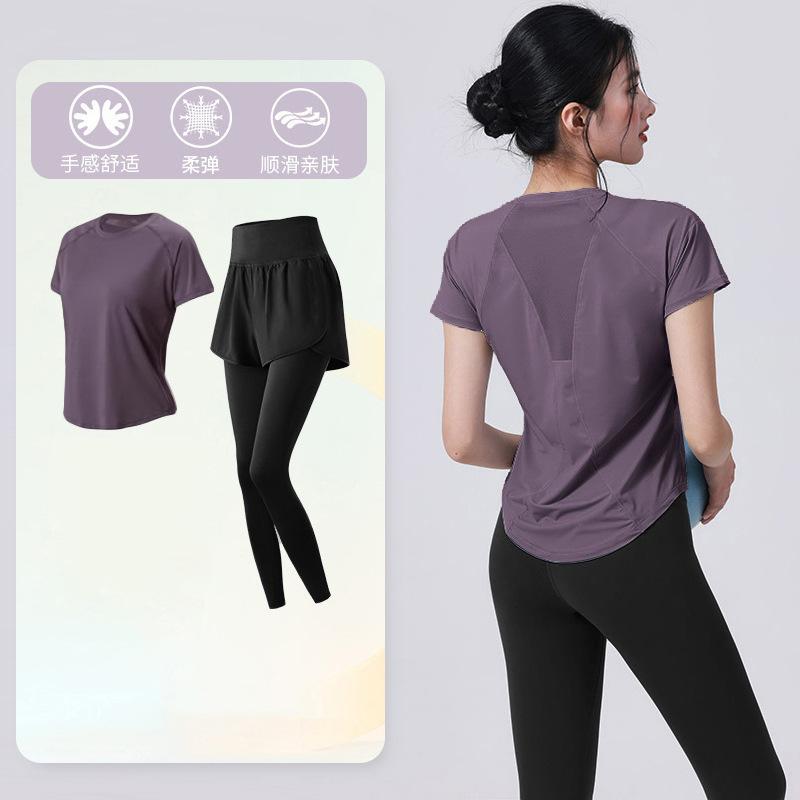 Tennis suit women's short-sleeved training clothes outdoor running quick-drying clothes thin badminton T-shirt fitness clothes