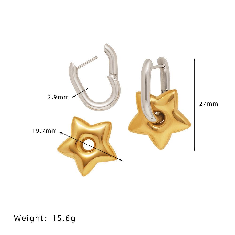 

Lucky Star French Contrasting Color Metal Pentagram Oval Ear Buckle Ear Color As Shown In The Picture, Personality And Natural Trend