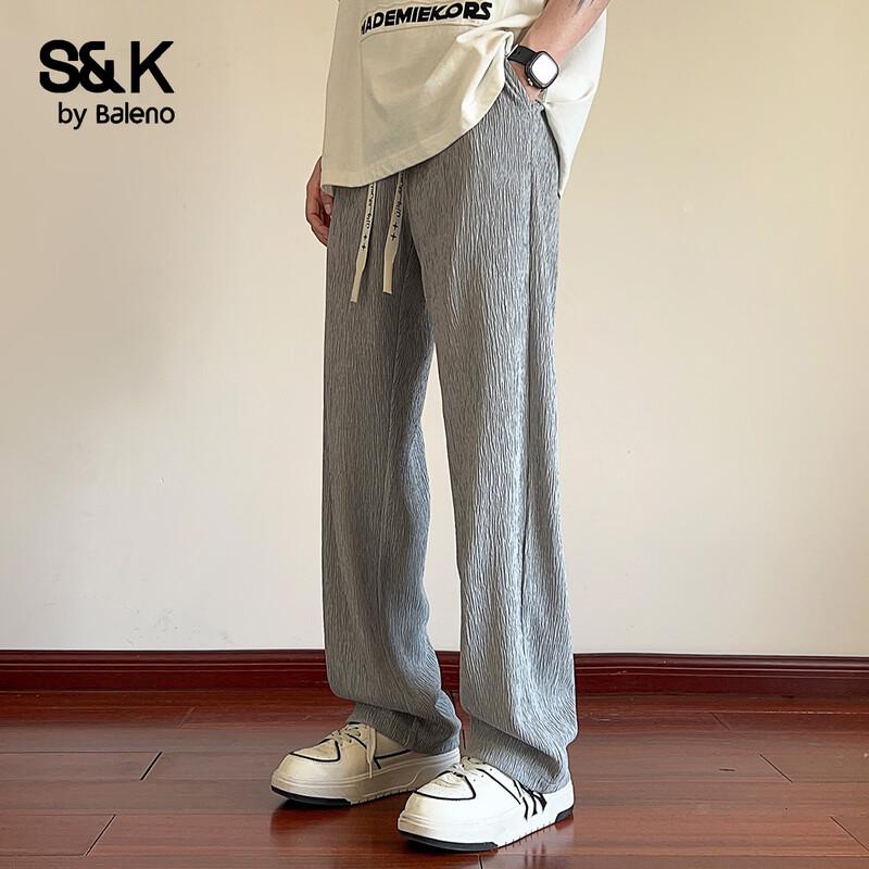 Baleno S&K Men's Textured Straight-Leg Casual Trousers