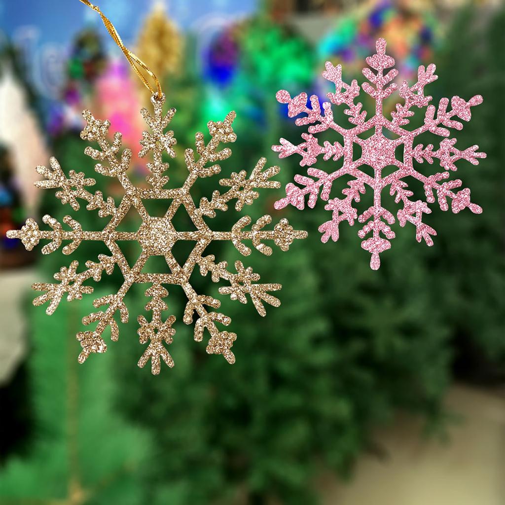 6pcs Christmas Decoration Supplies Snowflakes Plastic Holiday Ornaments Christmas Arrangement