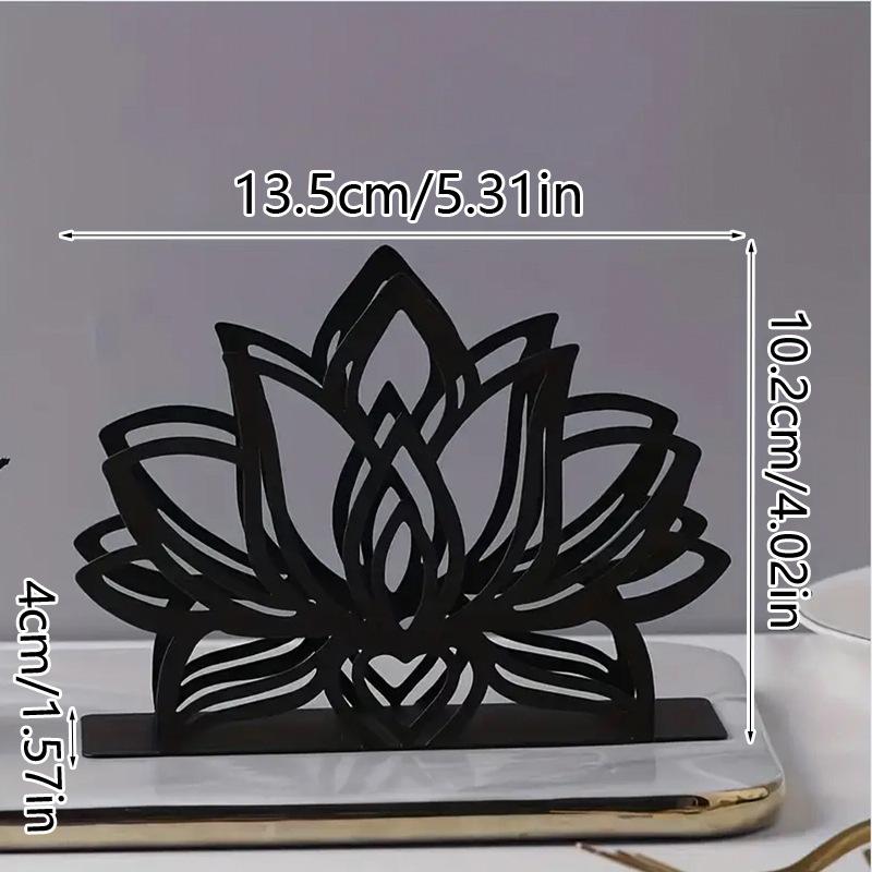 1Pc Elegant Metal For Lotus Flower Napkin Holder - Stylish Kitchen & Dining Tabletop Accessory,Ideal For Home And Restaurant Use