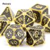 7 Pcs Black Golden Dragon Metal Dice Solid Metal Polyhedral Dice Set Suitable for Role-Playing RPG  Board Game Card Game