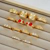 7/14Pcs Punk Colorful Crystal Gold Color Ring Set For Women Fashion Irregular Gemstone Rings Chunky Party Daily Wear Jewelry New