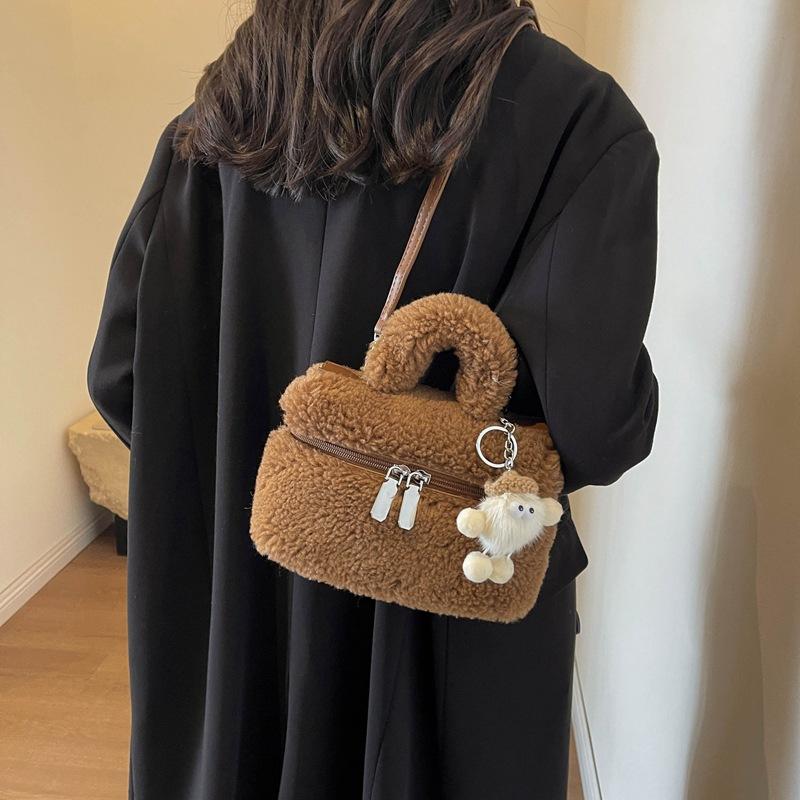 Bag Literary Versatile Lamb Fleece Premium Texture Women's Bucket Bag Autumn and Winter New Shoulder Crossbody Bag