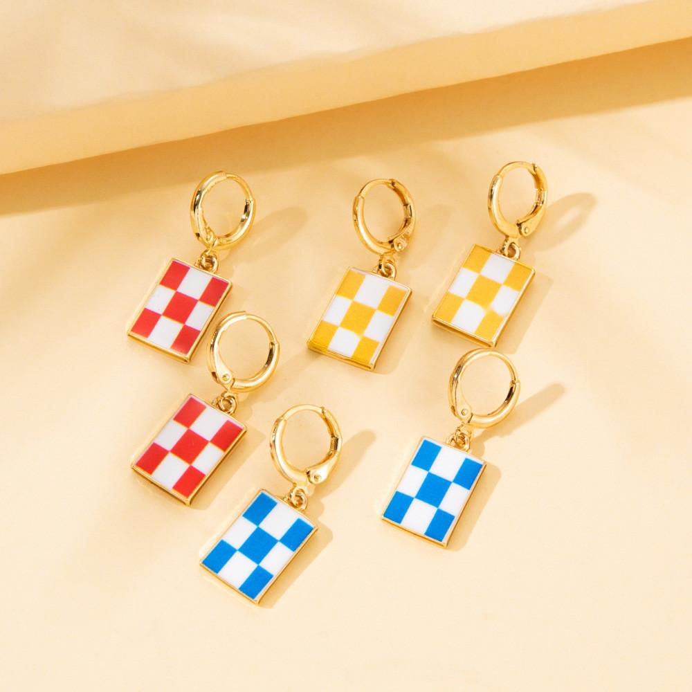 Colorful Geometric Plaid Earrings Fashionable And Trendy Design For Gifts Womens