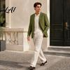 Polyester Single Button Coat Men Casual Blazer Notch Lapel Suit Jacket Structured Daily Wear Jacket Business for Wedding Office Layering Pieces