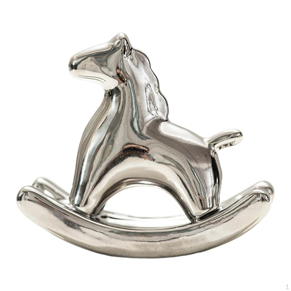 Miniature Horse Figurine Animal Sculpture Ceramic Tea Pet Rocking Statue for Living Room