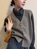 Korean Simple Solid Color V-neck Single-breasted Knitted Vest New Fashion Temperament Versatile Stacked Knitted Top