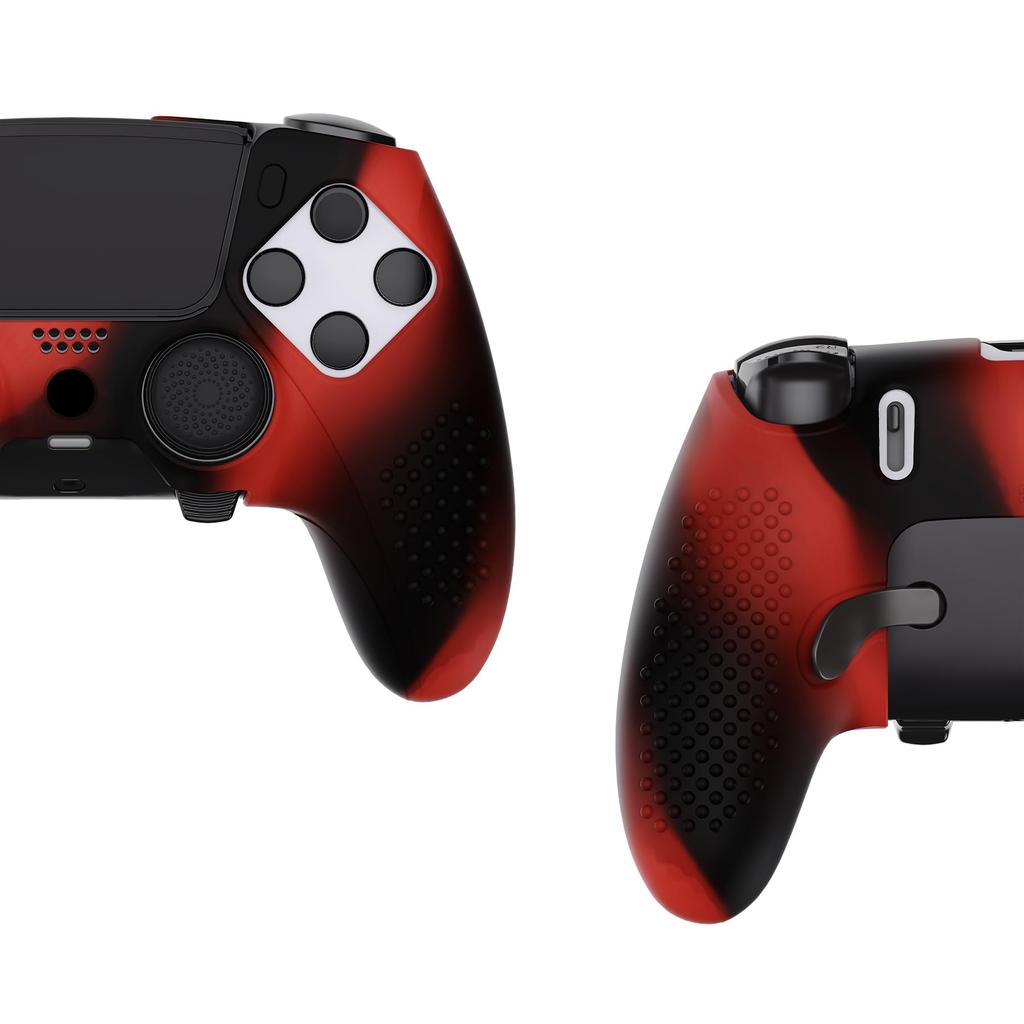 Custodia protettiva ergonomica in silicone PlayVital per PS5, morbida protezione in gomma per controller wireless PS5 Edge con impugnatura per il pollice, edizione con borchie 3D