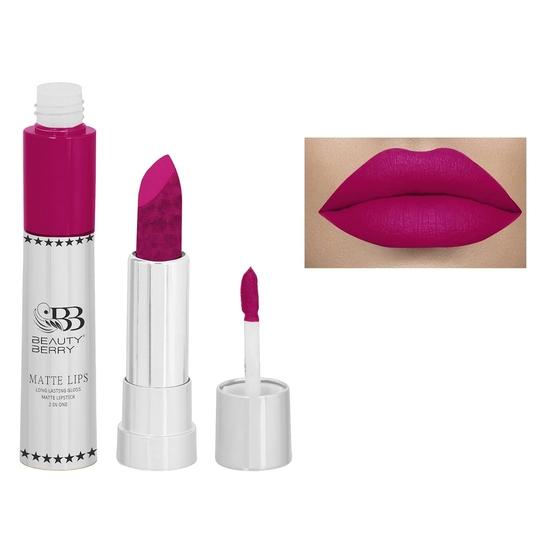 Beauty Berry Matte Lips 2 IN 1 Long Lasting Gloss Matte Lipstick (Magenta)