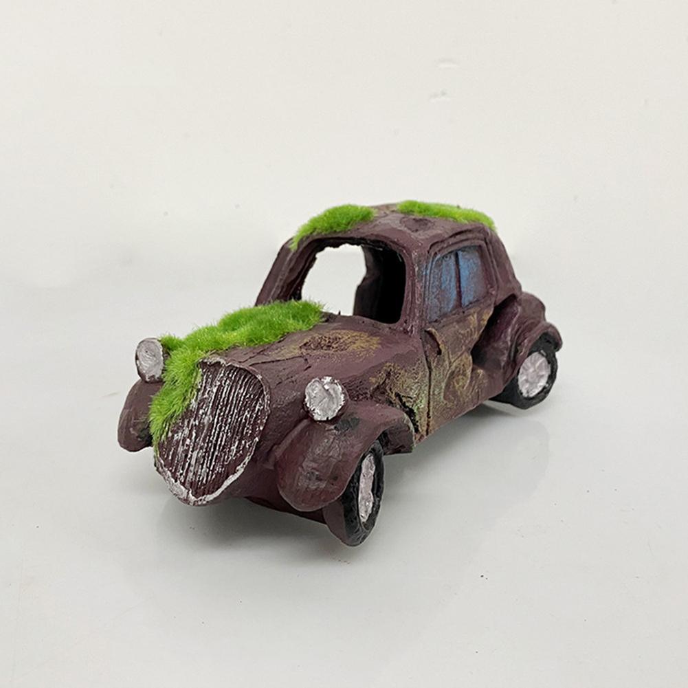 Ornements Mousse Voiture Ancienne Vintage Cachette Grotte Abri Mise en Scène Accessoire Aquarium Bac à Poissons Paysage Décoration Fournitures