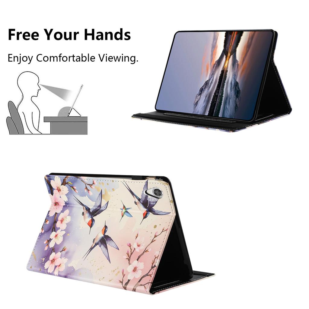 For Lenovo Tab M9 TB-310FU Tablet Case Litchi Texture Pattern Printing Leather Cover Auto Sleep/Wake with Card Holder