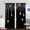 Flat Printing Shiny Silvery Water Drops Print Curtains Bedroom Office Kitchen Living Room Study Home Decor Curtain Set Of 2 Made Polyester Washable