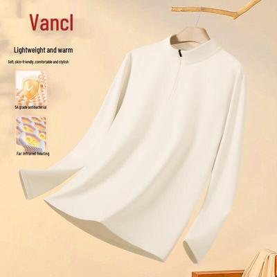 VANCL Men's Fleece-Lined Warm Stand Collar Half-Zip Long Sleeve Base Layer T-Shirt