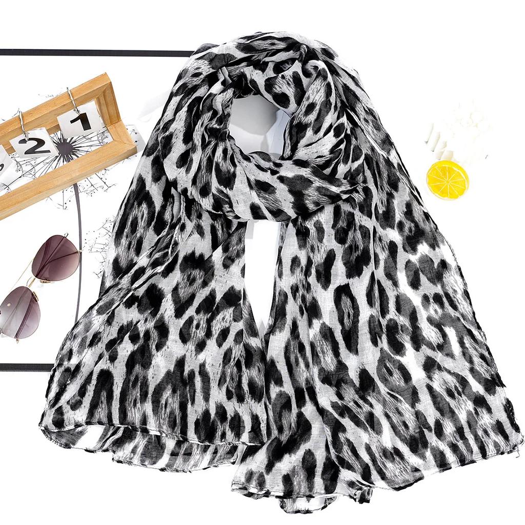 Hijab Fashion con Stampa Leopardo per Donna Sciarpa Lunga Stampata in Filato di Bali Turbanti Musulmani per Donna Sciarpa Hijab Femme Musulman