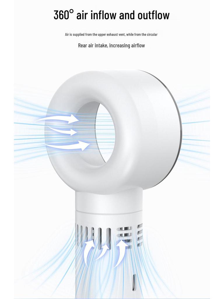 Digital Display USB Charging Bladeless Fan - Portable Desktop & Handheld Model